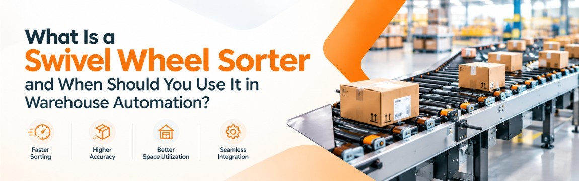 Swivel wheel sorter for automated warehouse parcel sorting